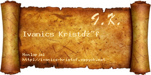 Ivanics Kristóf névjegykártya