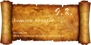 Ivanics Kristóf névjegykártya